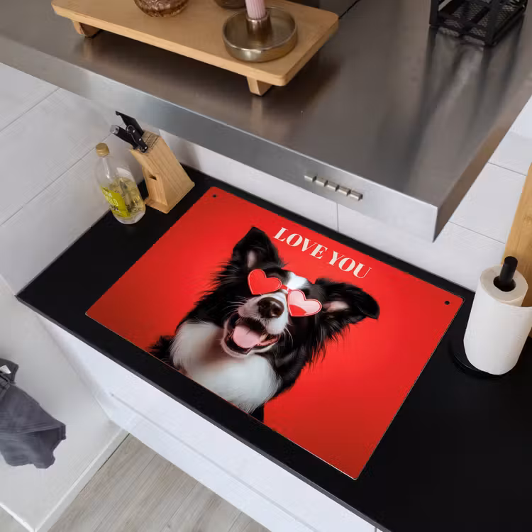 Hond - Hartjesbril - Loveyou - Rood Inductie beschemer met haakjes klein -sfeer1