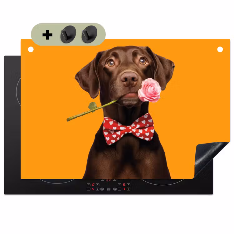 Hond - Oranje - Roos - Valentijn Inductie beschemer met haakjes klein -3d