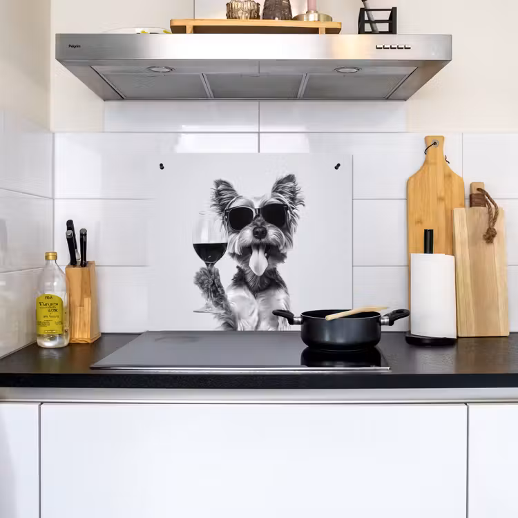 Hondje - Wijnglas - Zonnebril - Enthousiast Inductie beschemer met haakjes middel -sfeer2