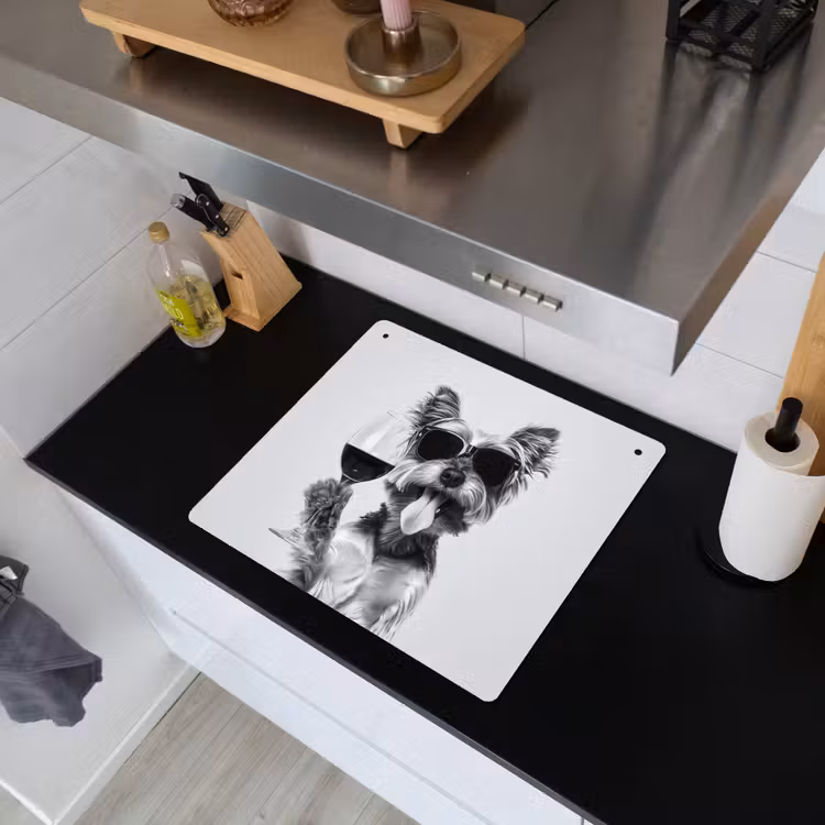 Hondje - Wijnglas - Zonnebril - Enthousiast Inductie beschemer met haakjes middel -sfeer1