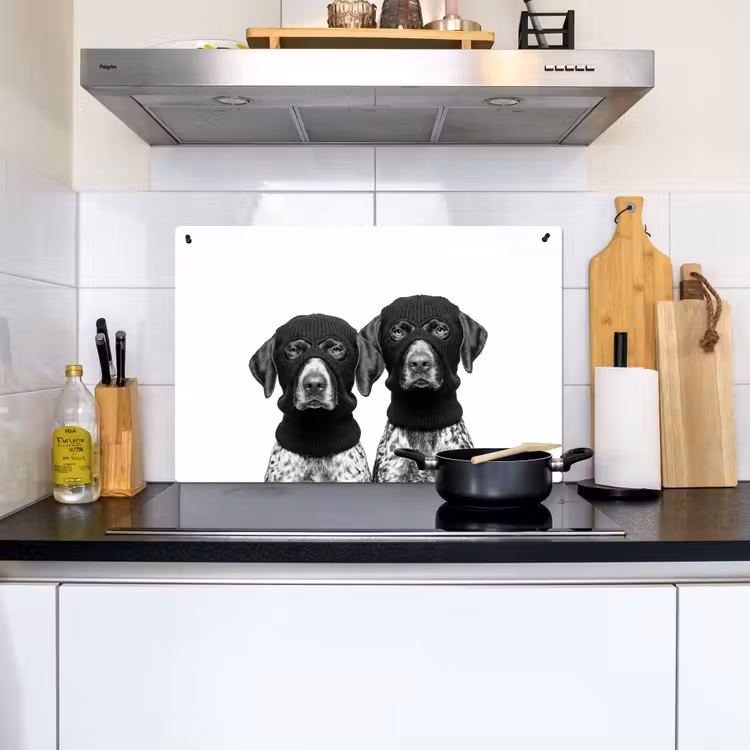 Honden - Bivakmuts - Zwart - wit Inductie beschemer met haakjes klein -sfeer2