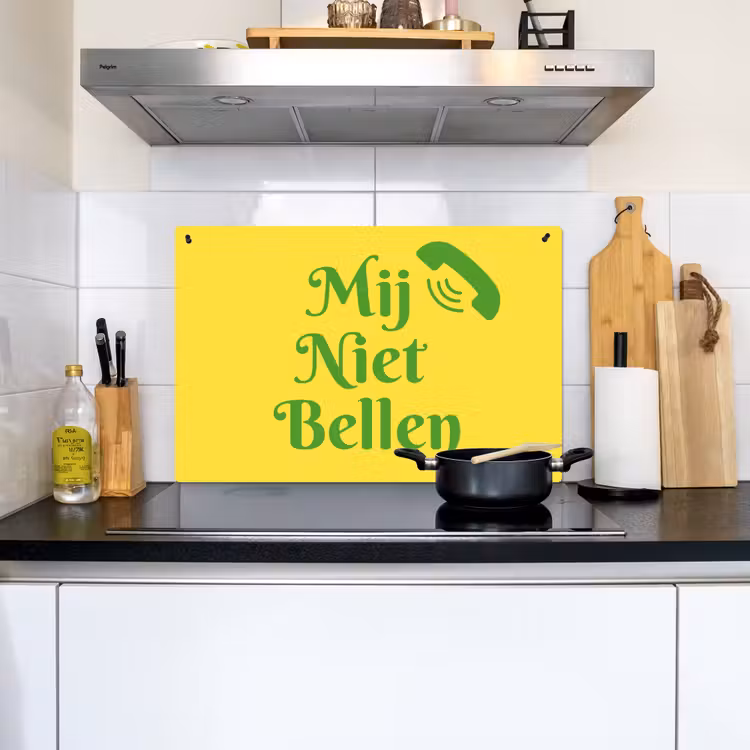 Mij niet bellen - Telefoon - Geel Inductie beschemer met haakjes klein -sfeer2