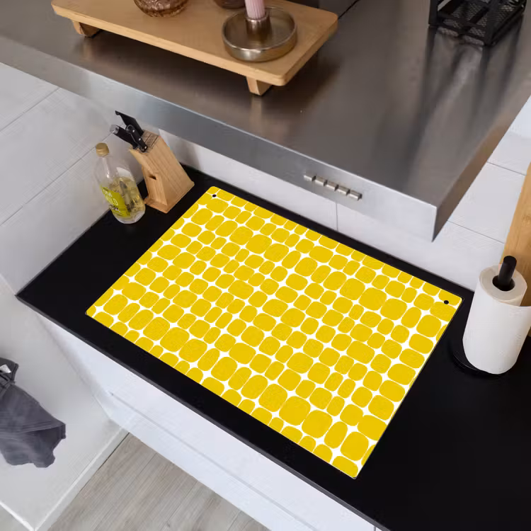 Stippen - Modern - Geel Inductie beschemer met haakjes klein 777 -sfeer1