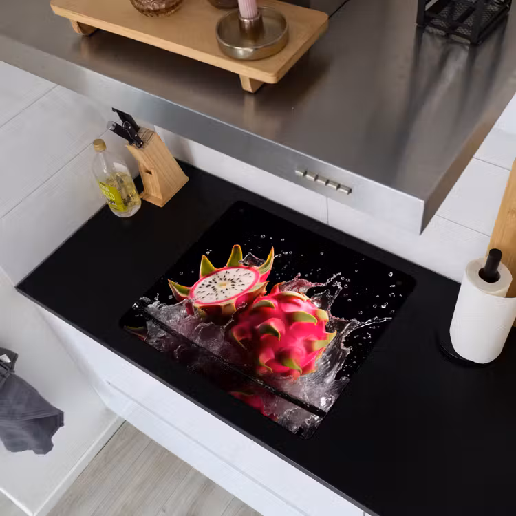 Drakenfruit - Zwart - Water - Vrucht - Fruit Inductie beschemer met haakjes middel -sfeer1