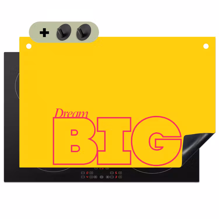 Dream big - Geel - Grafisch Inductie beschemer met haakjes klein -3d