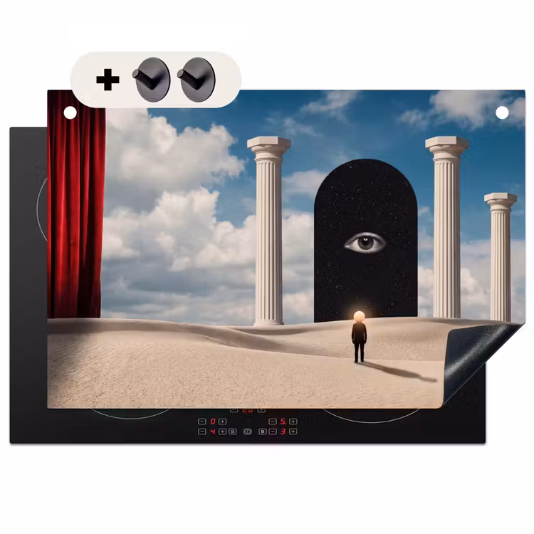 Induction Hob Cover & Splashback (2-in-1) - Dream - Desert - Eye - Droom - Woestijn - Oog Inductie beschemer met haakjes klein