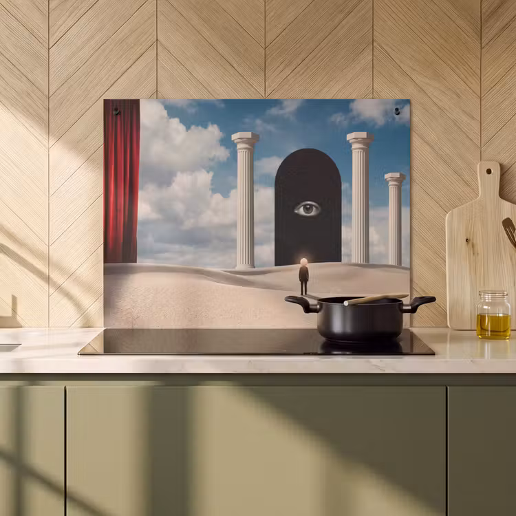 Induction Hob Cover & Splashback (2-in-1) - Dream - Desert - Eye - Droom - Woestijn - Oog Inductie beschemer met haakjes klein
