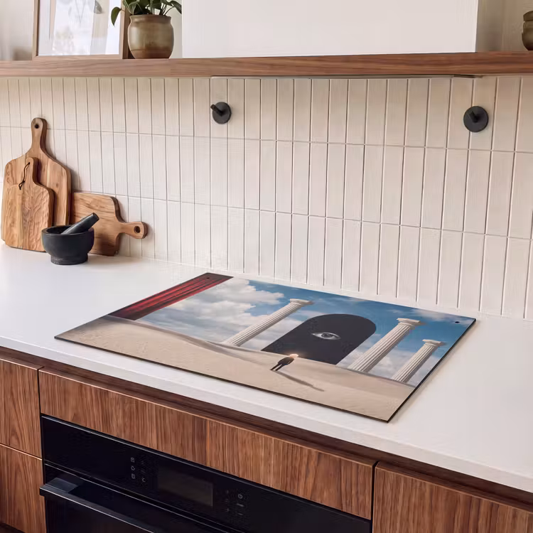 Induction Hob Cover & Splashback (2-in-1) - Dream - Desert - Eye - Droom - Woestijn - Oog Inductie beschemer met haakjes klein