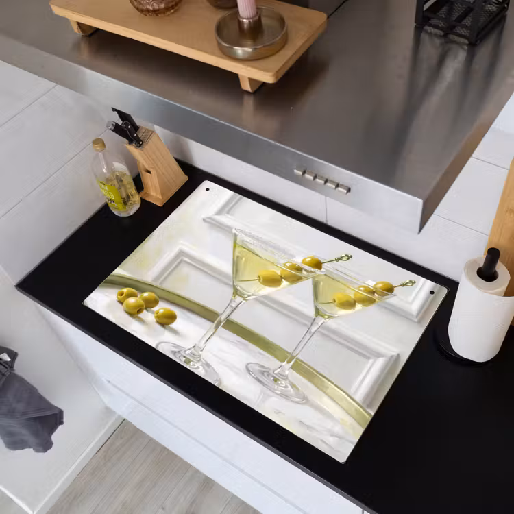 Drank - Martini - Olijven - Modern - Wit Inductie beschemer met haakjes klein -sfeer1