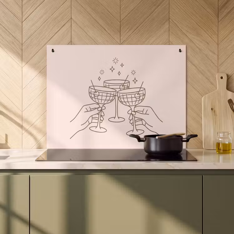 Drankjes - Feest - Proosten - Minimalistisch - Groen Inductie beschemer met haakjes klein -sfeer2