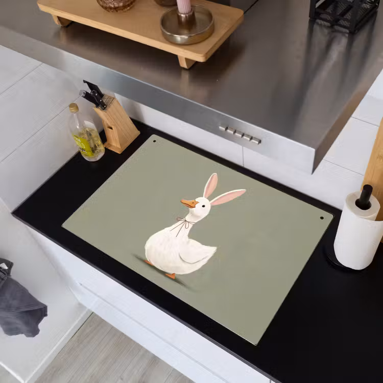 Eend - Konijnoren - Grijs Inductie beschemer met haakjes klein -sfeer1