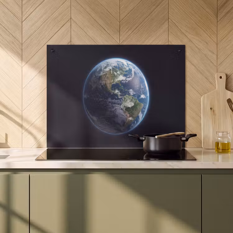 Induction Hob Cover & Splashback (2-in-1) - Earth - Space - Cosmos - Aarde - Ruimte - Kosmos Inductie beschemer met haakjes klein