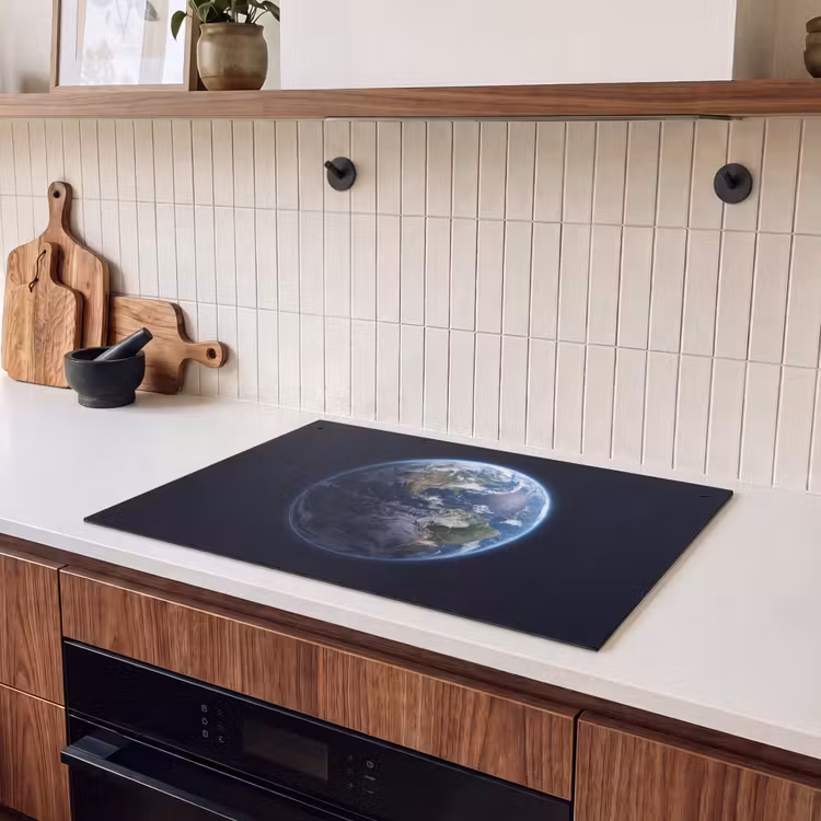 Induction Hob Cover & Splashback (2-in-1) - Earth - Space - Cosmos - Aarde - Ruimte - Kosmos Inductie beschemer met haakjes klein
