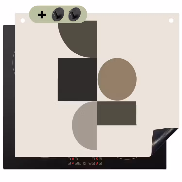 Aardetinten - Abstracte compositie - Eenvoudige vormen Inductie beschemer met haakjes middel -3d