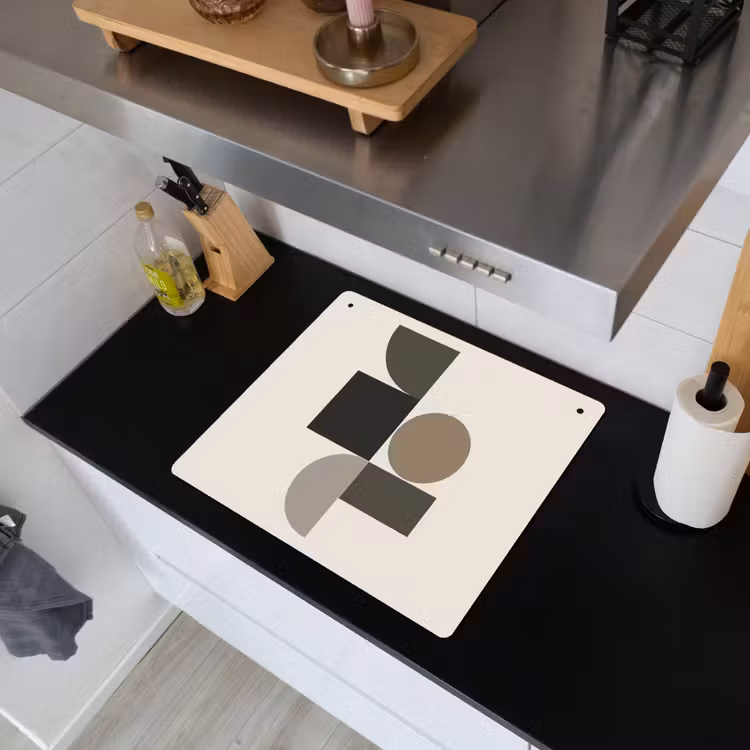 Aardetinten - Abstracte compositie - Eenvoudige vormen Inductie beschemer met haakjes middel -sfeer1