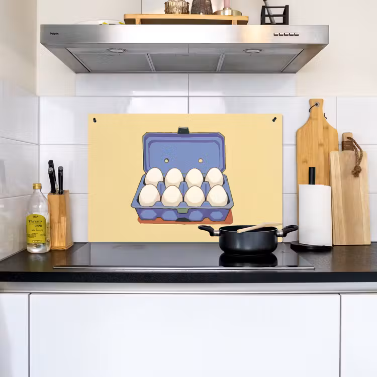 Eieren - Doos - Minimalistisch - Blauw Inductie beschemer met haakjes klein -sfeer2