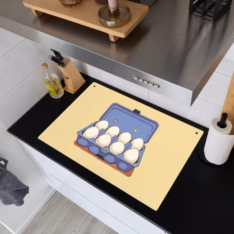 Eieren - Doos - Minimalistisch - Blauw Inductie beschemer met haakjes klein -sfeer1
