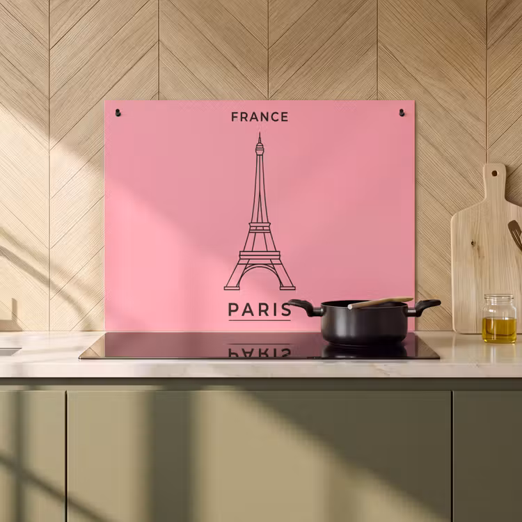 Eiffeltoren - Parijs - Architectuur - Minimalistisch - Roze Inductie beschemer met haakjes klein -sfeer2