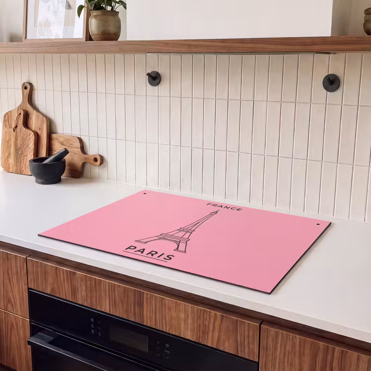 Eiffeltoren - Parijs - Architectuur - Minimalistisch - Roze Inductie beschemer met haakjes klein -sfeer1