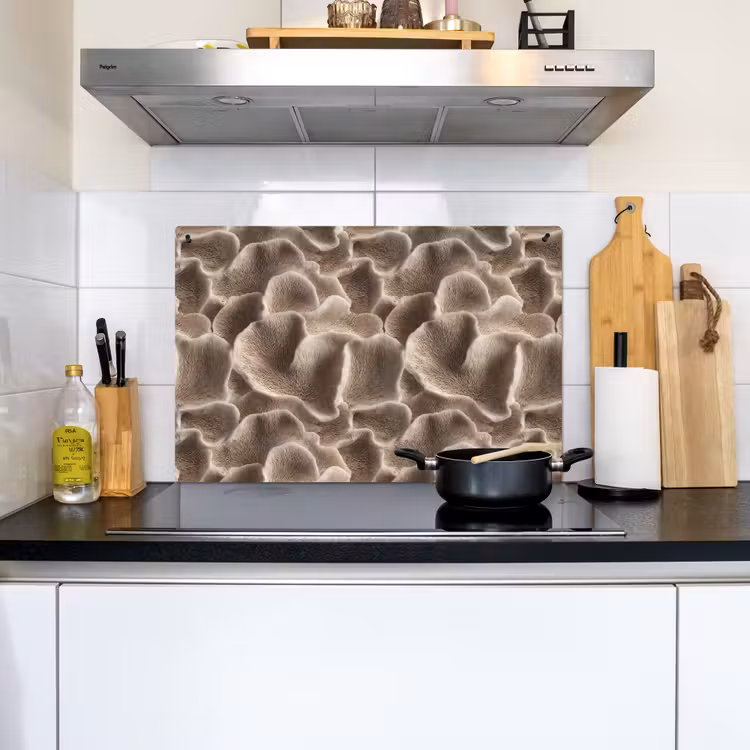 Waaiervorm - Beige - Vezel textuur Inductie beschemer met haakjes klein 777 -sfeer2