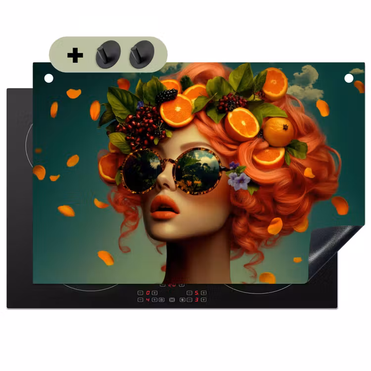 Vrouw - Sinaasappel - Bessen - Oranje Inductie beschemer met haakjes klein -3d