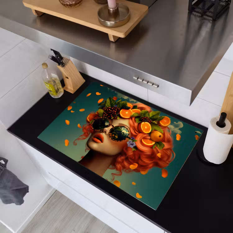 Vrouw - Sinaasappel - Bessen - Oranje Inductie beschemer met haakjes klein -sfeer1