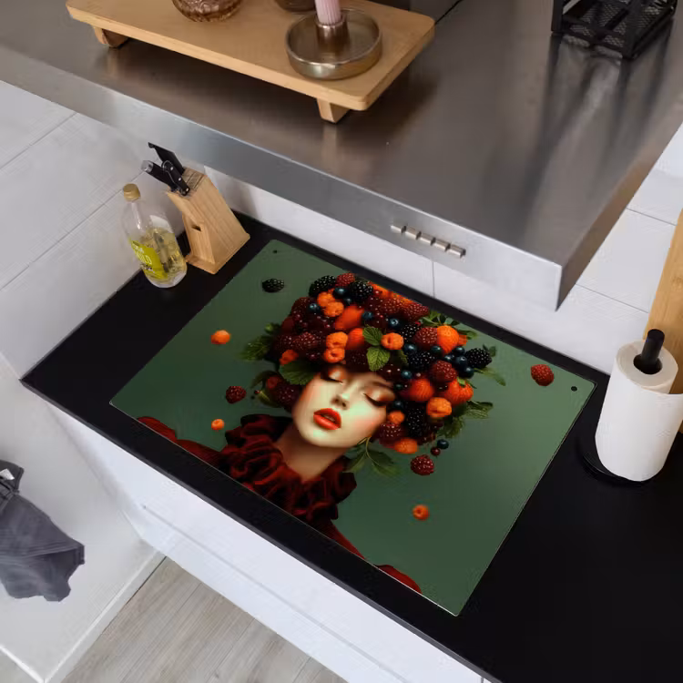 Vrouw - Aardbeien - Frambozen - Bramen - Bessen Inductie beschemer met haakjes klein -sfeer1