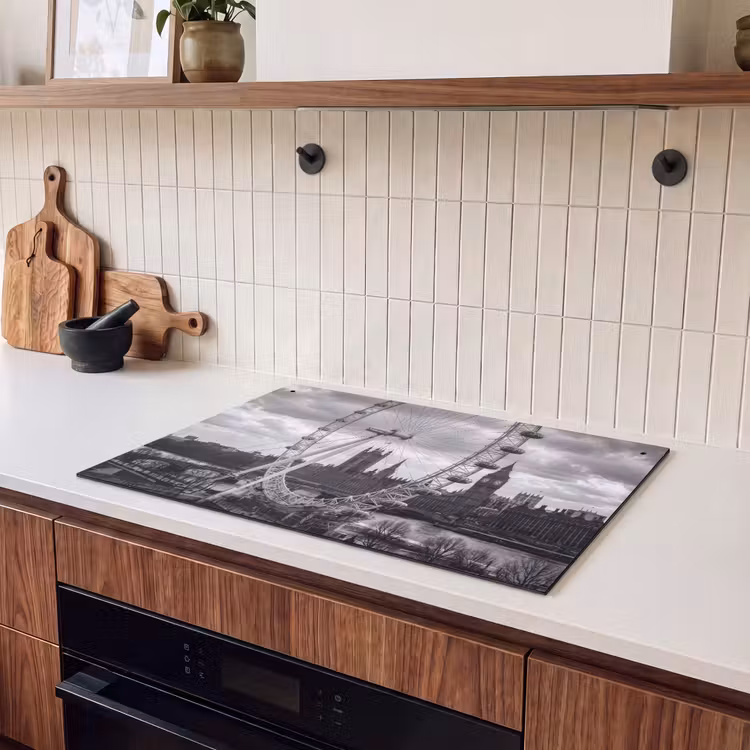 Reuzenrad - Klokkentoren - Architectuur - Zwart-wit - Stad Inductie beschemer met haakjes klein -sfeer1