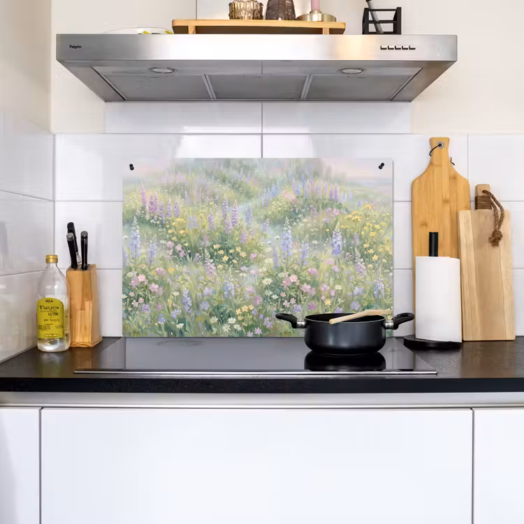 Bloemenveld - Heuvels - Kleurrijk Inductie beschemer met haakjes klein -sfeer2