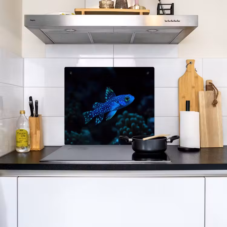 Vis - Stippen - Koraal - Blauw Inductie beschemer met haakjes middel -sfeer2