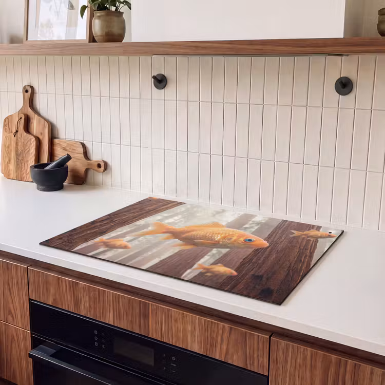 Induction Hob Cover & Splashback (2-in-1) - Fish - Forest - Fantasy - Vis - Bos - Fantasie Inductie beschemer met haakjes klein