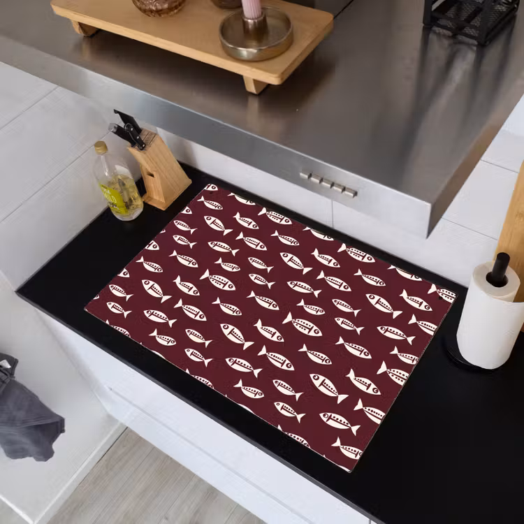 Vissen - Grafisch - Patroon - Donker Inductie beschemer met haakjes klein 777 -sfeer1