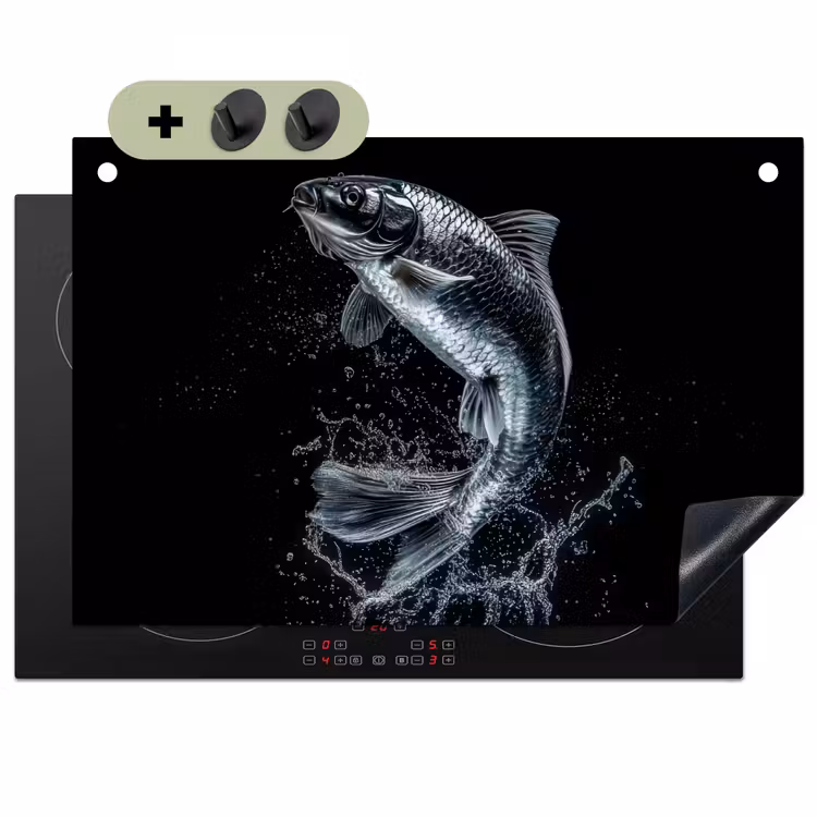 Vis - Koi - Zwart - Water Inductie beschemer met haakjes klein -3d