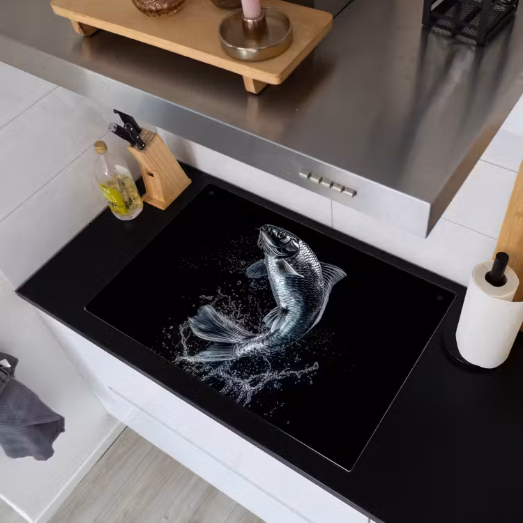 Vis - Koi - Zwart - Water Inductie beschemer met haakjes klein -sfeer1