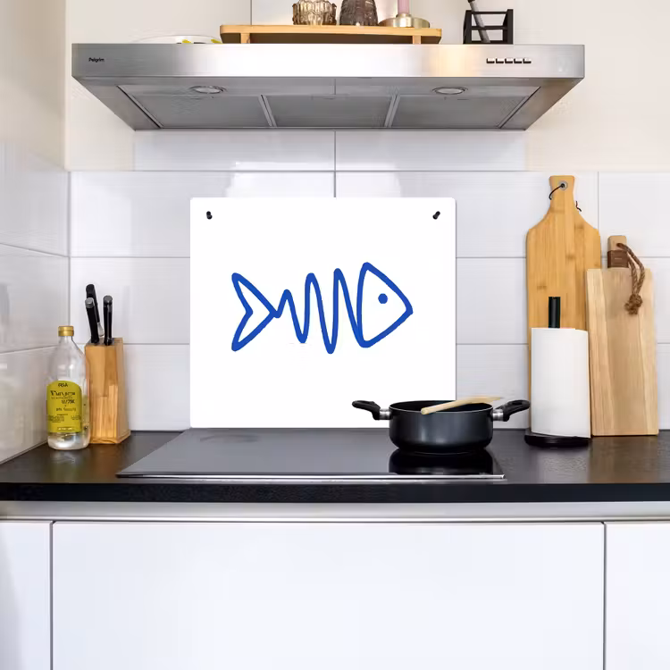 Vis - Minimalistisch - Blauw - Lijn Inductie beschemer met haakjes middel -sfeer2