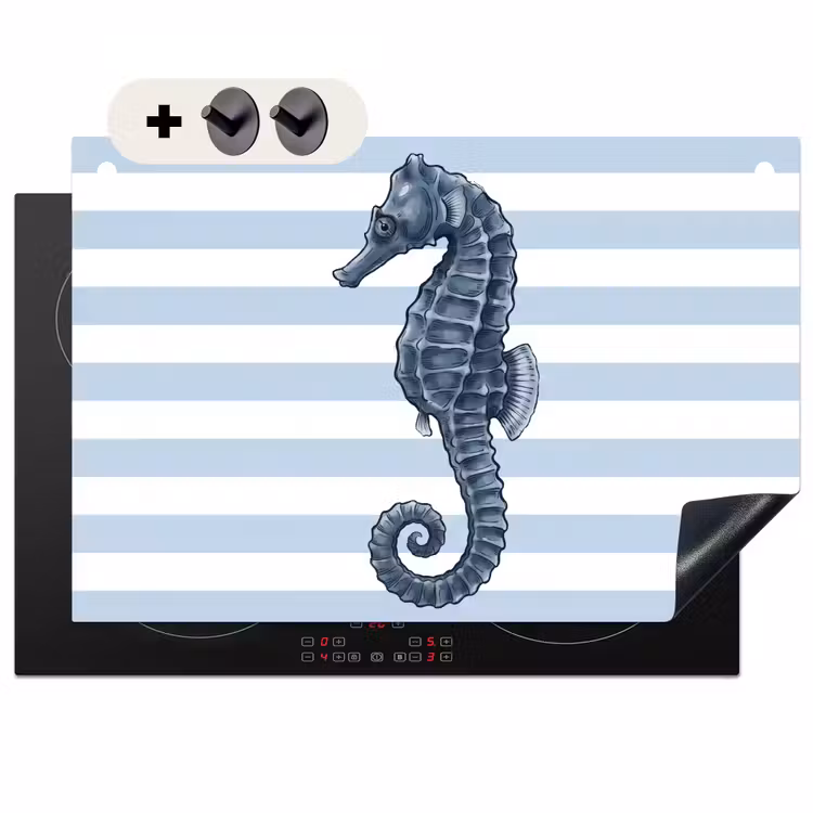 Vis - Oceaan - Illustratie - Blauw - Strepen Inductie beschemer met haakjes klein -3d