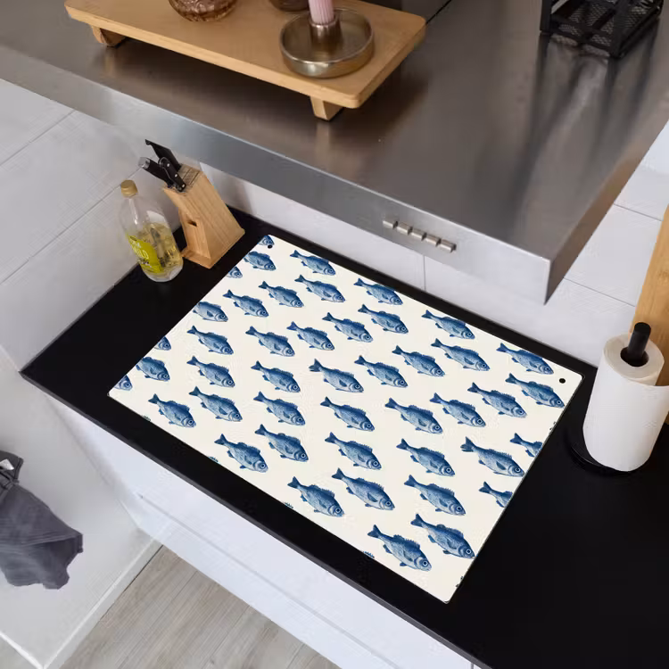 Vis - Patroon - Blauw Inductie beschemer met haakjes klein 777 -sfeer1