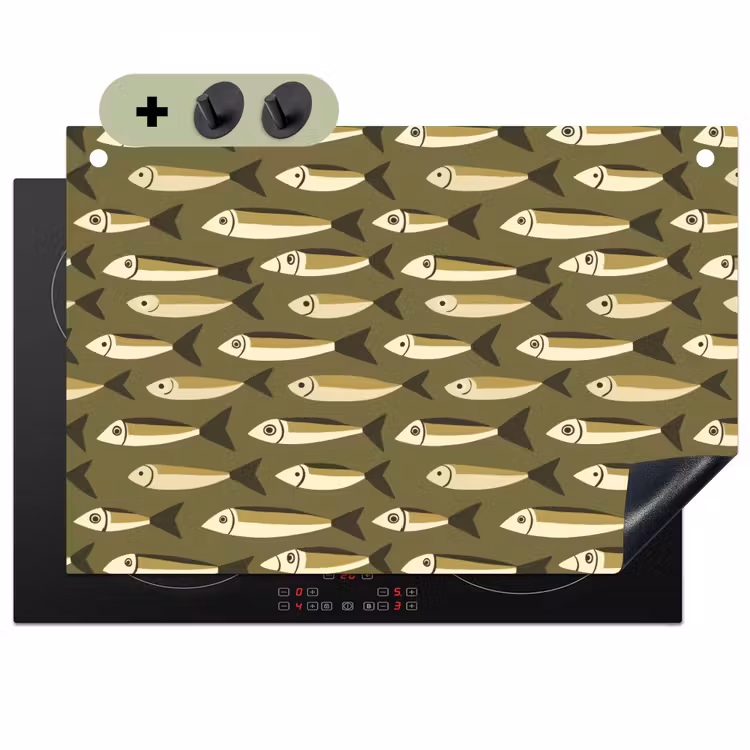Vis - Patroon - Groen Inductie beschemer met haakjes klein 777 -3d