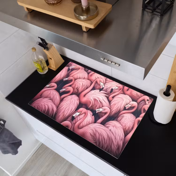 Flamingo - Roze - Dieren Inductie beschemer met haakjes klein -sfeer1