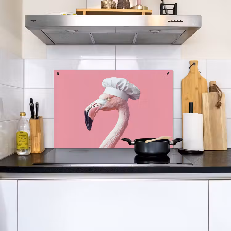 Flamingo - Roze - Koksmuts - Vogel Inductie beschemer met haakjes klein -sfeer2