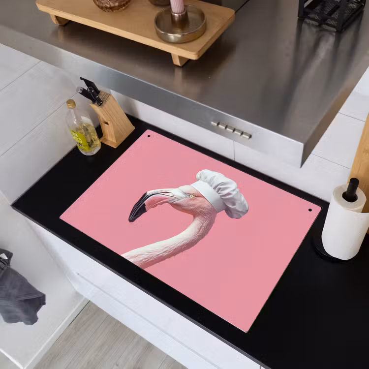 Flamingo - Roze - Koksmuts - Vogel Inductie beschemer met haakjes klein -sfeer1