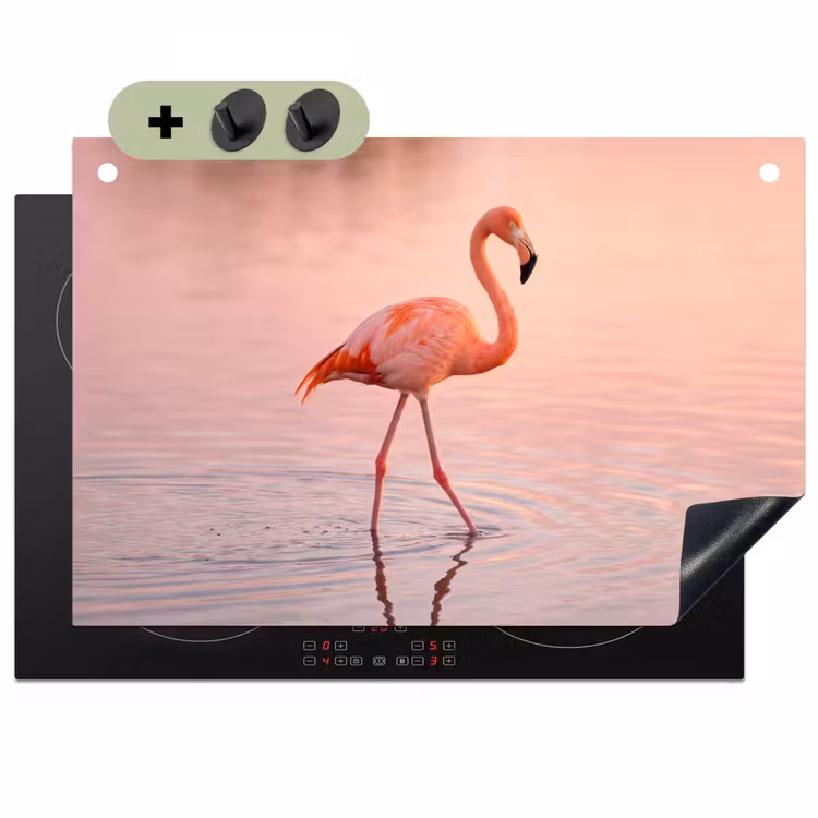 Flamingo - Water - Roze Inductie beschemer met haakjes klein -3d