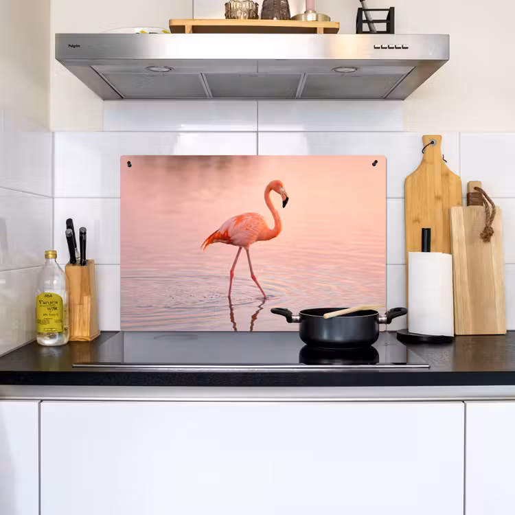 Flamingo - Water - Roze Inductie beschemer met haakjes klein -sfeer2