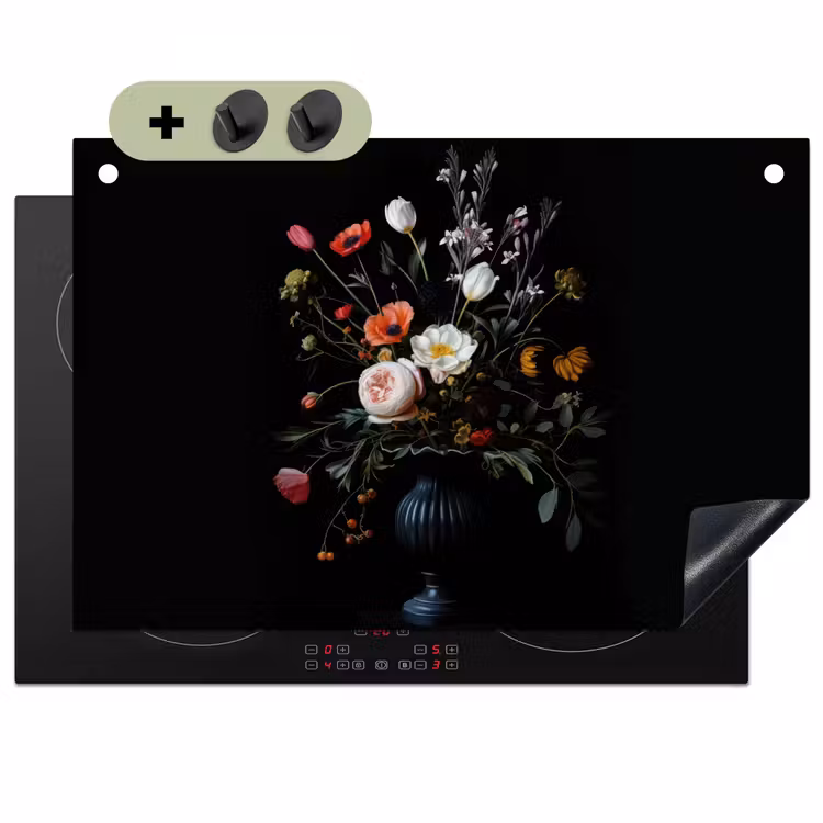 Bloemstuk - Vaas - Zwart Inductie beschemer met haakjes klein -3d
