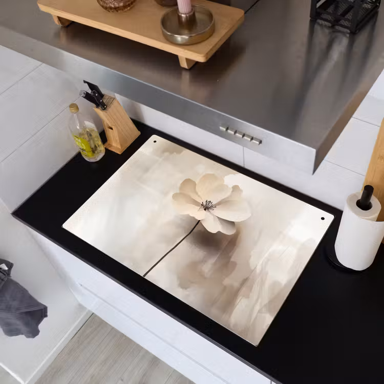 Bloem - Beige - Verf - Schaduw Inductie beschemer met haakjes klein -sfeer1