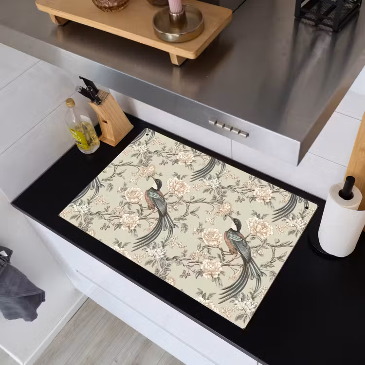 Bloem - Vogel - Kleurrijk Inductie beschemer met haakjes klein 777 -sfeer1