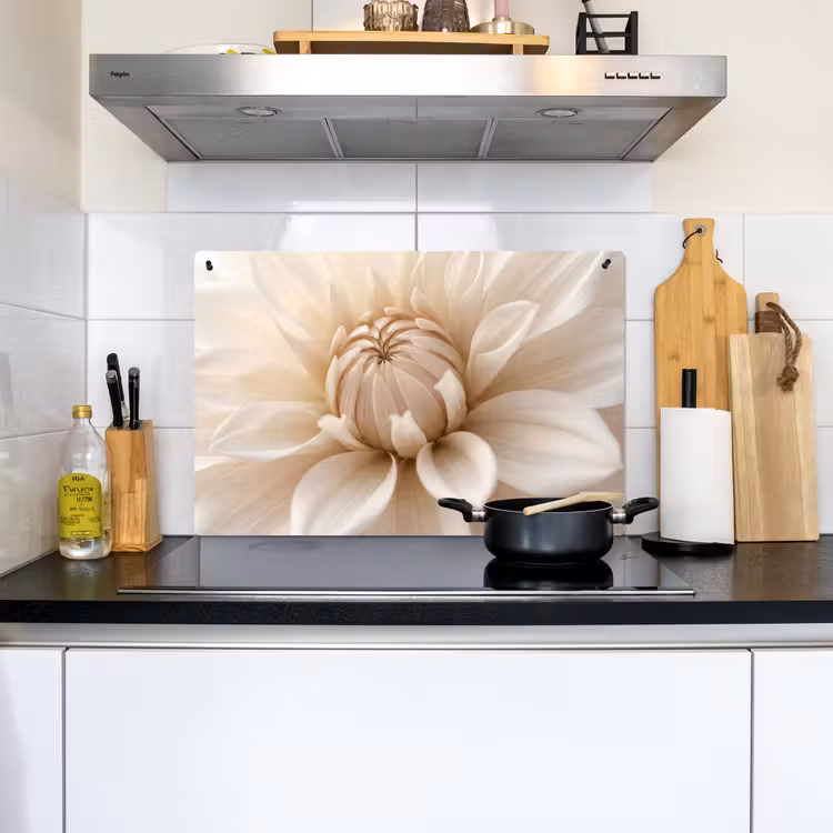 Bloem - Dahlia - Wit Inductie beschemer met haakjes klein -sfeer2