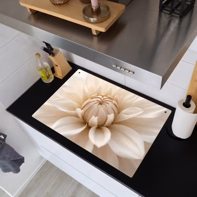 Bloem - Dahlia - Wit Inductie beschemer met haakjes klein -sfeer1