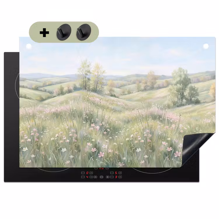 Bloemen veld - Bloemen - Groen Inductie beschemer met haakjes klein -3d