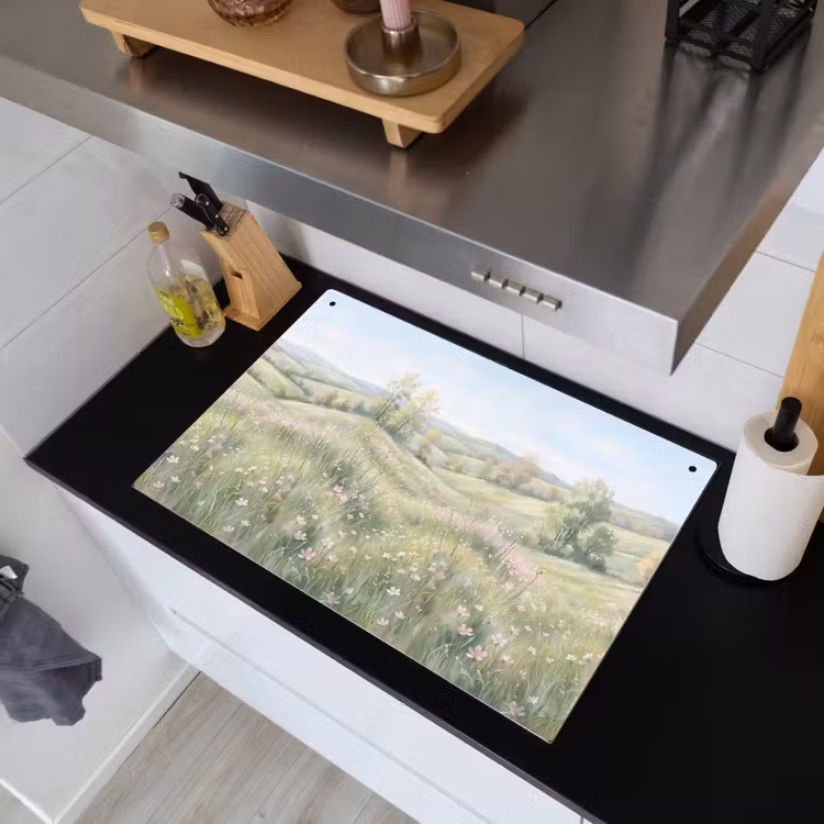 Bloemen veld - Bloemen - Groen Inductie beschemer met haakjes klein -sfeer1